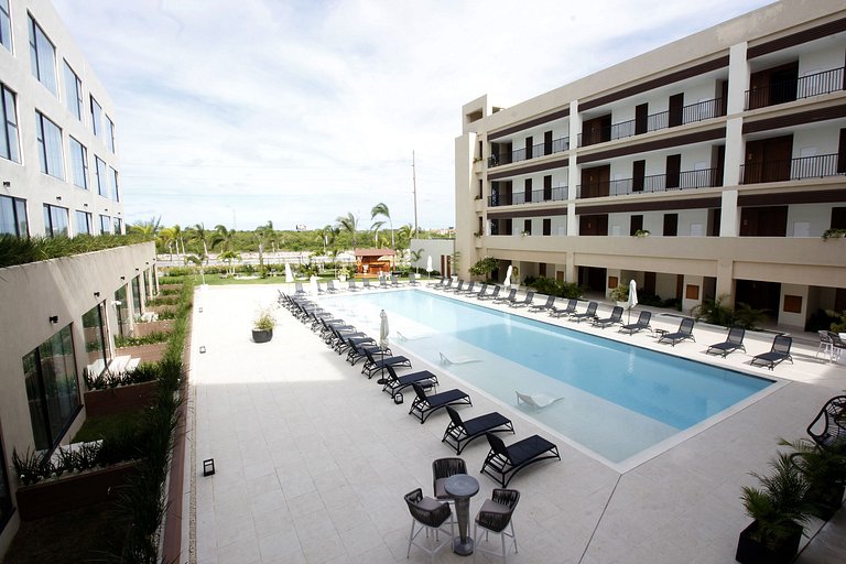 Studio, área de coworking, gym, padel y restaurant