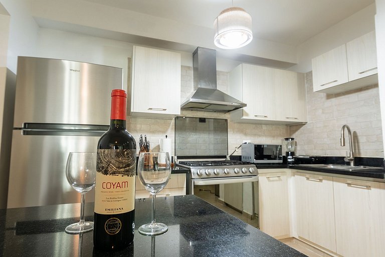 Two minute walk to the beach with a swimming pool