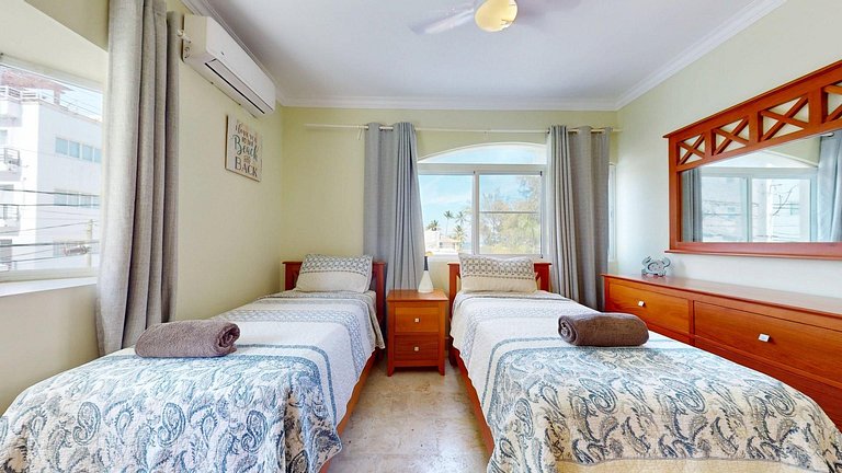 Just 50 meters from the beach, bars, restaurants.